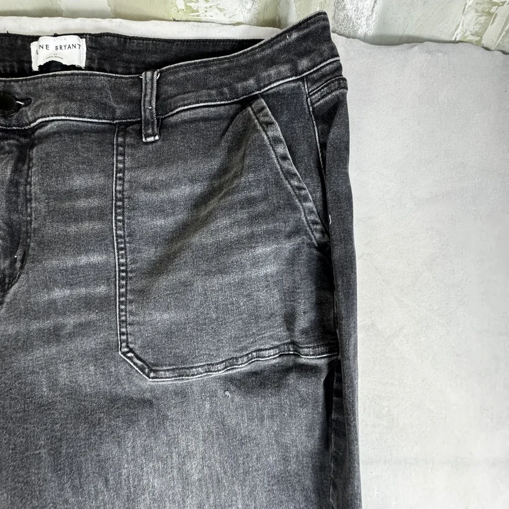 Lane Bryant Womens Boyfriend Jogger Jeans Faded Black Whisker Denim Outdoor 22